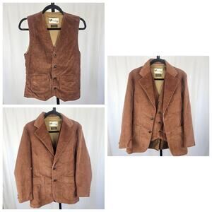 Levi’s Panatela Vintage 1970s Corduroy Suit Jacket Vest Brown Mens 38R Retro
